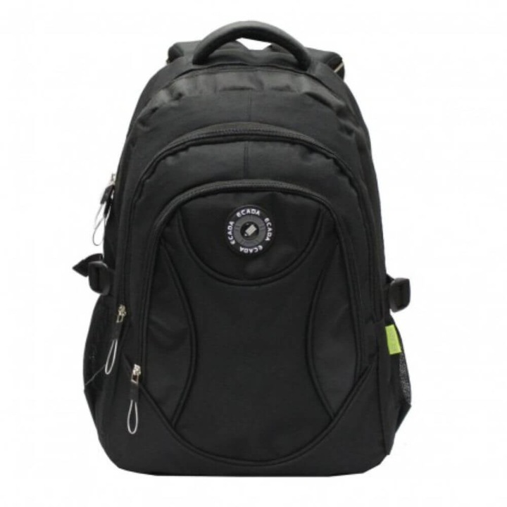 ECADA hátizsák, iskolásoknak és serdülőknek, 46x32x18 cm, fekete színű