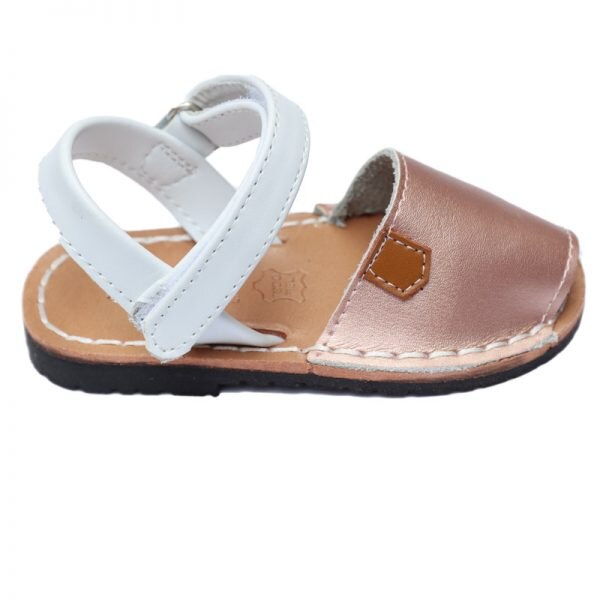 Sandalute fete din piele naturala Truffi A2522, Alb/Bronz