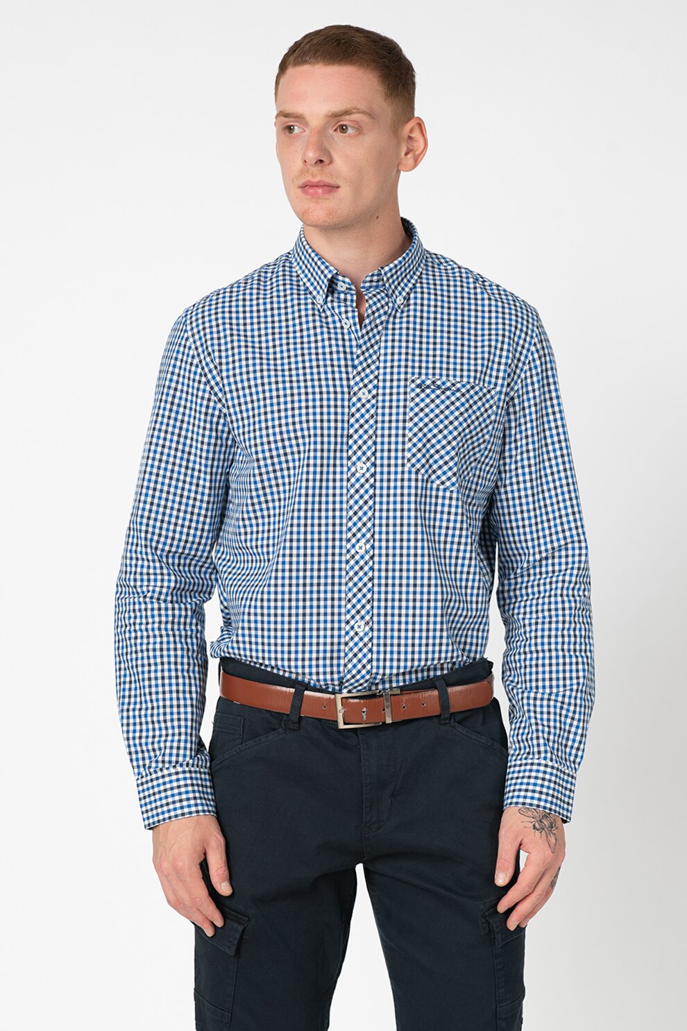 Ben Sherman, Camasa in carouri cu maneci lungi, Albastru, L