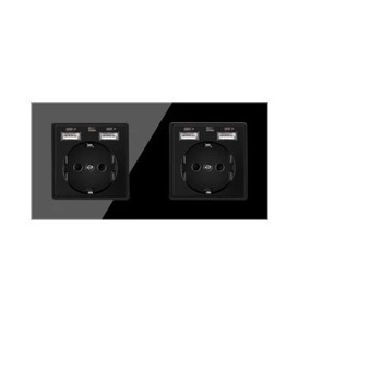 Priza dubla Smack cu doua porturi usb 2000mA ,Rama sticla,16A/250v/IP20 ,Protectie copii,8811Fkb Priza dubla Smack cu doua porturi usb 2000mA ,Rama sticla,16A/250v/IP20 ,Protectie copii,8811Fkb