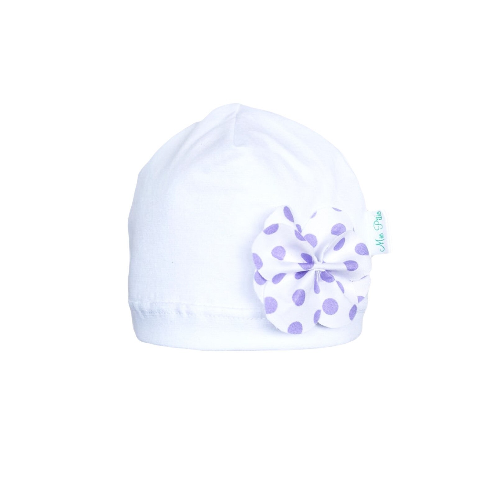 Fes Mic Pitic C123NN fes din tricot cu floare buline, Alb