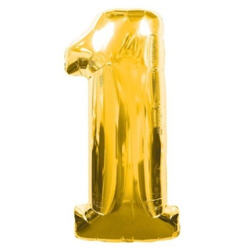 Balon folie, cifra 1, auriu, 100 cm
