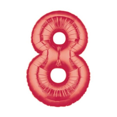 Balon folie, cifra 8, rosu, 100 cm