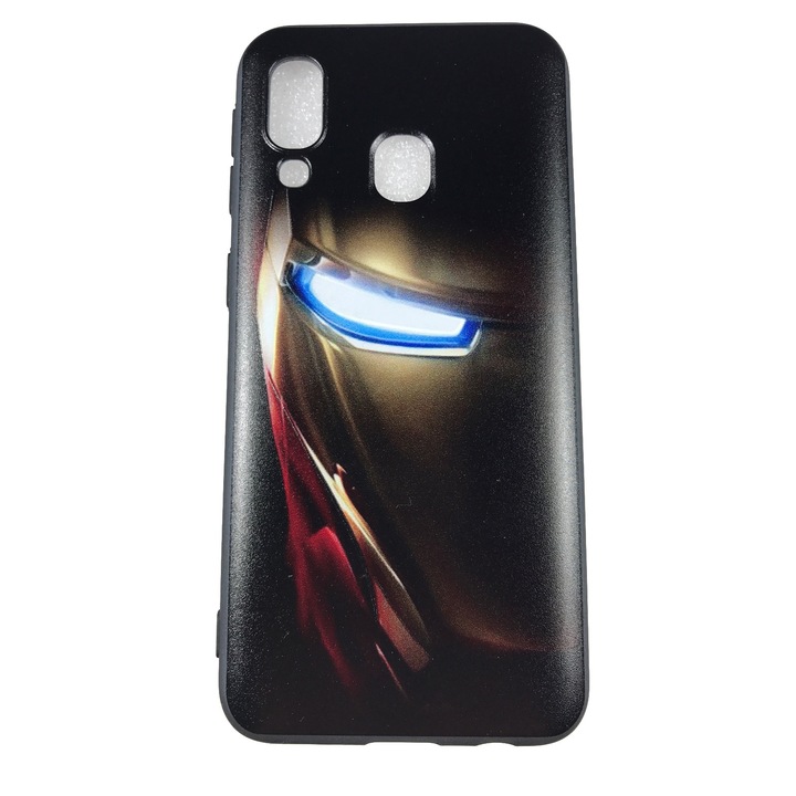 Husa compatibila cu Samsung Galaxy A40, Carcasa silicon in relief, Iron Man