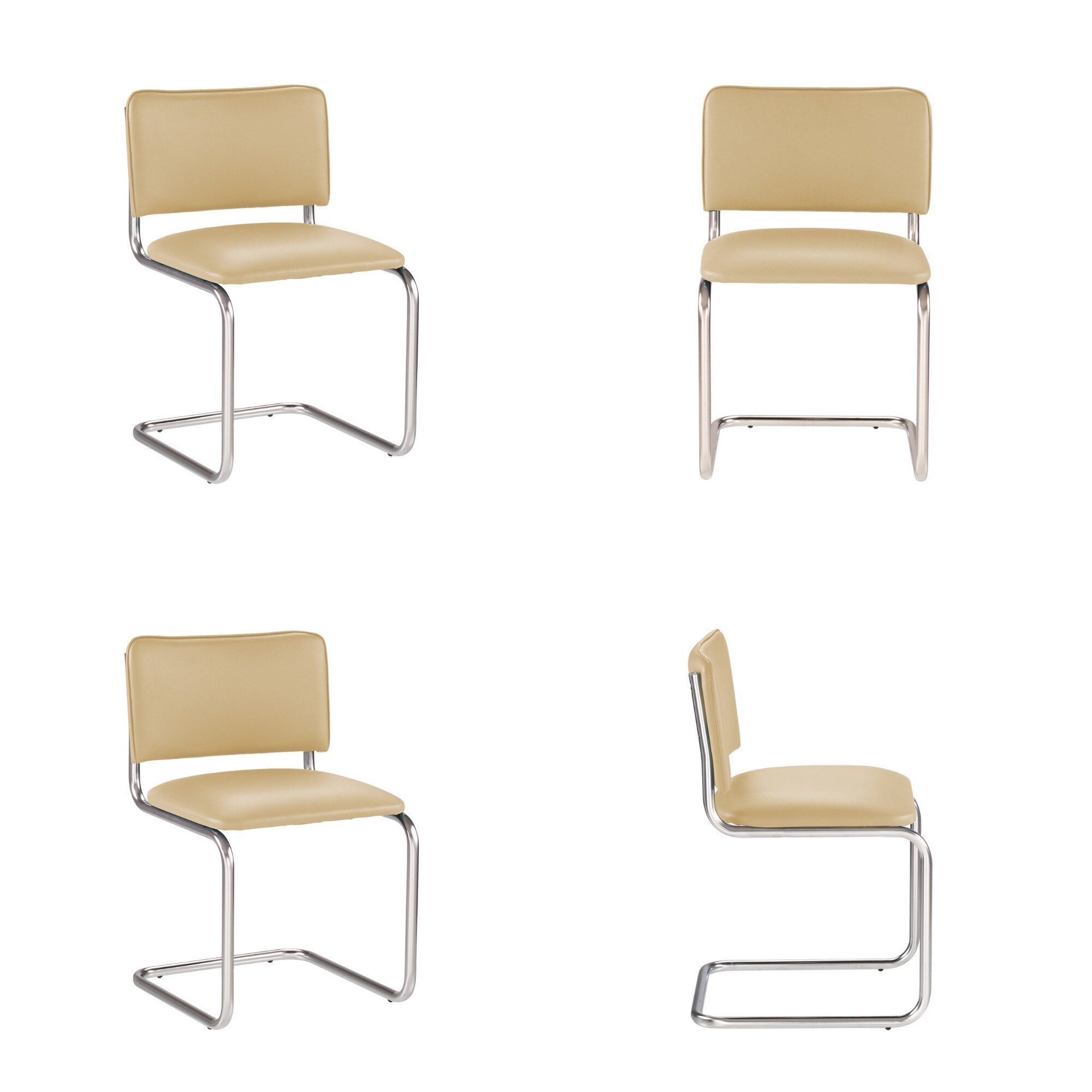 Set 4 scaune vizitator SYLWIA, piele ecologica, Ocru