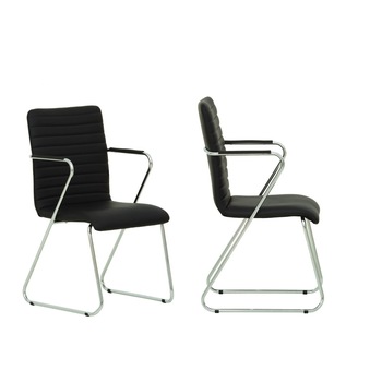 Set 2 scaune vizitator TASK CF CHROME, piele ecologica, Negru Set 2 scaune vizitator TASK CF CHROME, piele ecologica, Negru