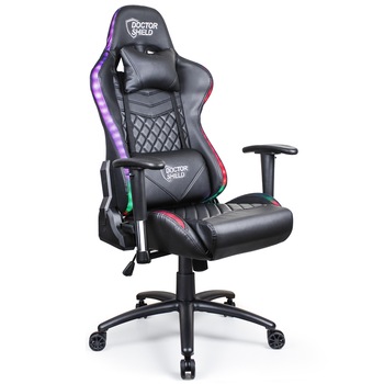 Scaun Gaming Profesional Dr.Shield Solar X, Iluminare RGB, King Size, Cadru Otel, Piele Sintetica - Negru/Negru Scaun Gaming Profesional Dr.Shield Solar X, Iluminare RGB, King Size, Cadru Otel, Piele Sintetica - Negru/Negru