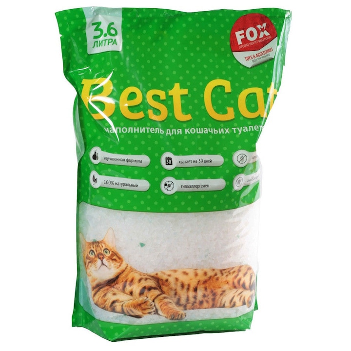Asternut igienic pentru pisici Best Cat, Mar verde, Silicat, 3.6l