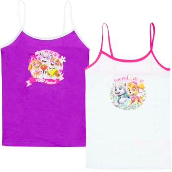 Set 2 Maiouri fara maneci pentru fete, Paw Patrol, Alb/Violet Set 2 Maiouri fara maneci pentru fete, Paw Patrol, Alb/Violet