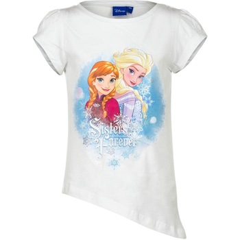 Tricou asimetric sisters Frozen heart, Alb Tricou asimetric sisters Frozen heart, Alb