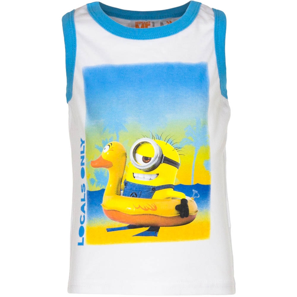Tricou fara maneci baieti Minions, Alb