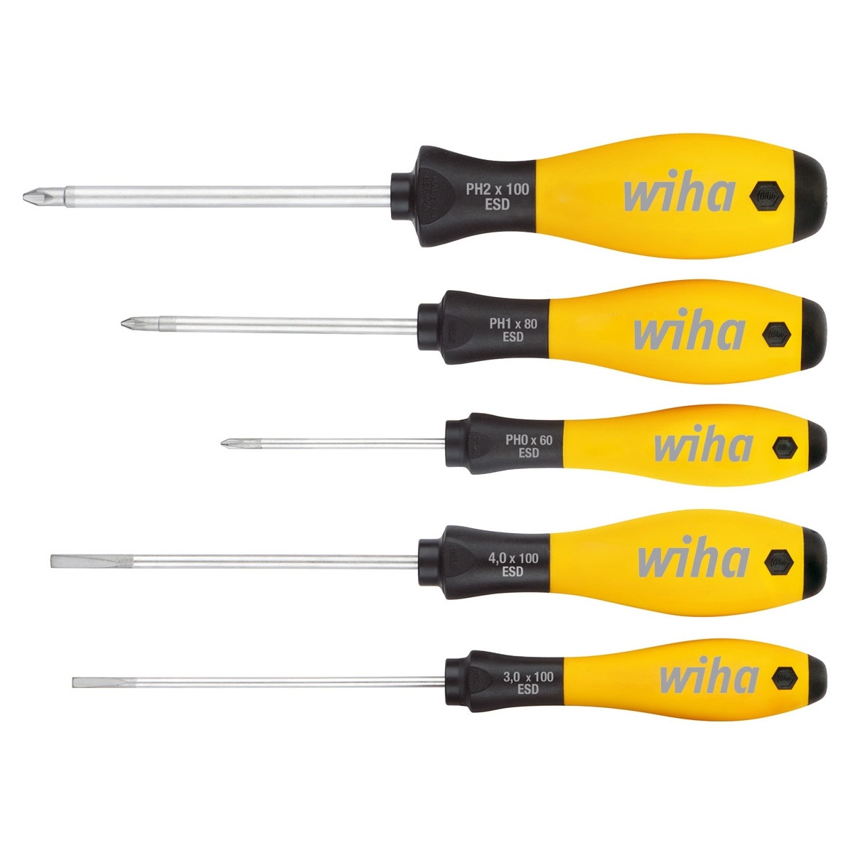 Set de 5 surubelnite, drepte si Phillips, Wiha SoftFinish® ESD