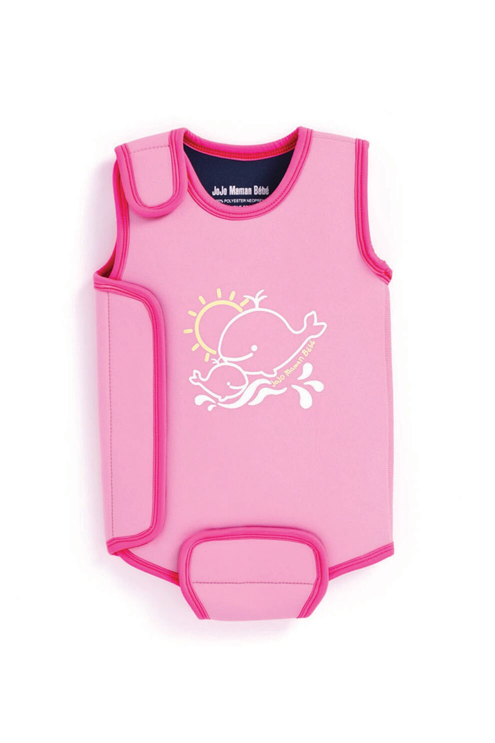JoJo Maman Bebe, Costum de baie intreg cu imprimeu grafic, Roz pastel/alb/galben pai