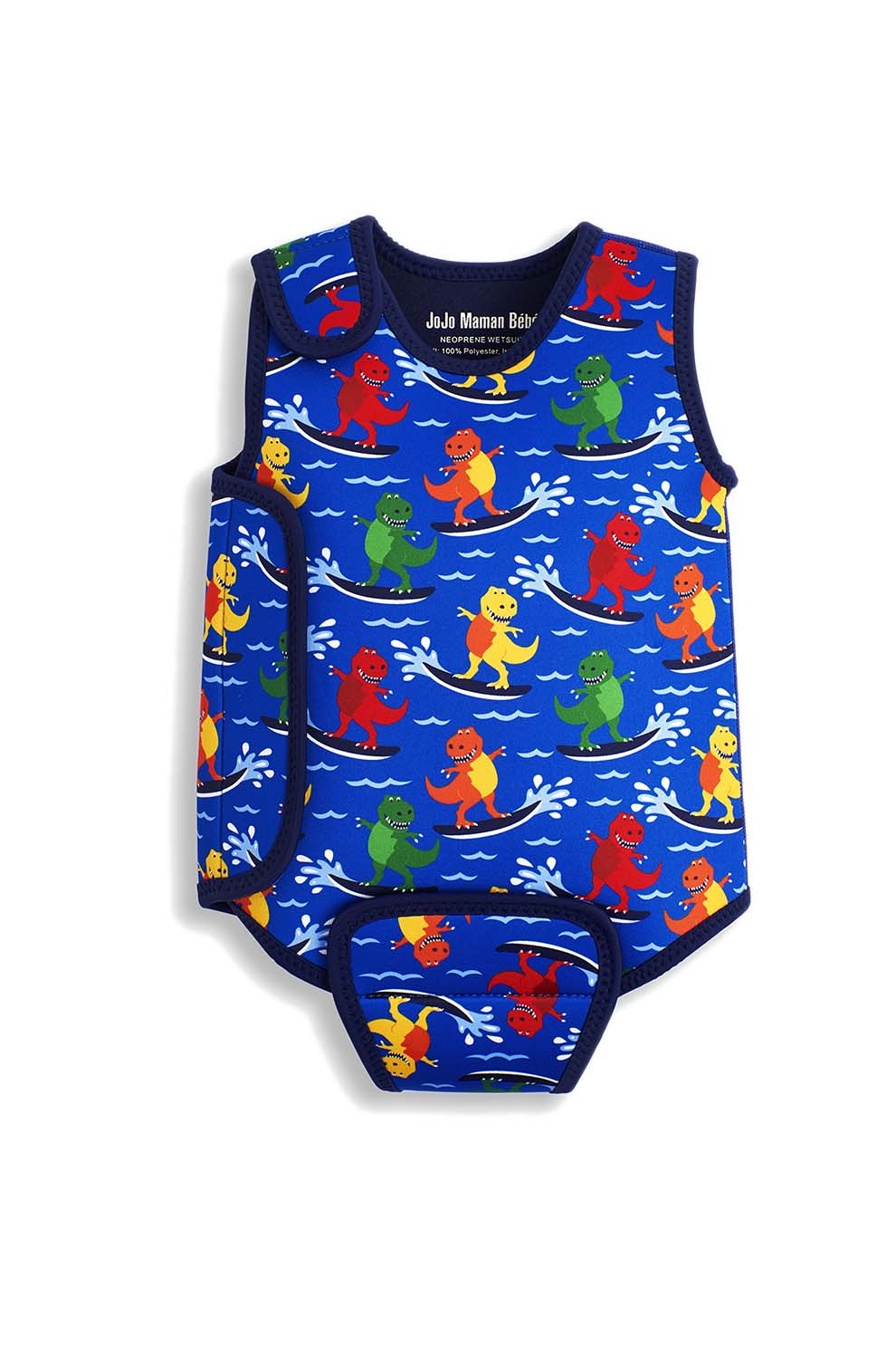JoJo Maman Bebe, Costum de baie intreg cu imprimeu grafic, Albastru inchis/Rosu/Verde