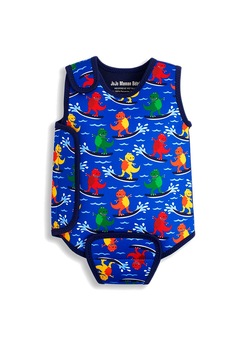 JoJo Maman Bebe, Costum de baie intreg cu imprimeu grafic, Albastru inchis/Rosu/Verde JoJo Maman Bebe, Costum de baie intreg cu imprimeu grafic, Albastru inchis/Rosu/Verde