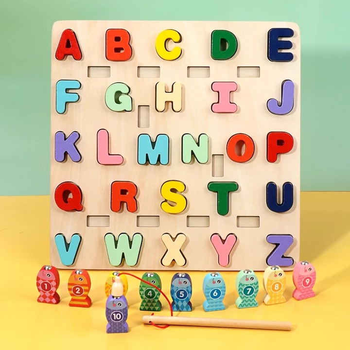 3D fa kirakós betűs játék, Fishing, 2 az 1-ben