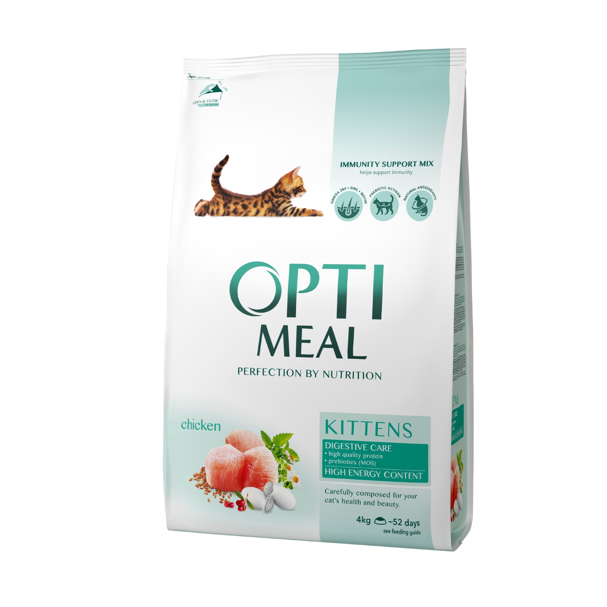 Hrana uscata completa pisoi juniori, Optimeal, cu pui, 4kg