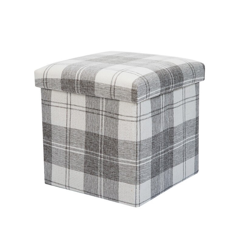 Taburet Pliabil cu Spatiu de Depozitare, FizioTab®, Tip Cutie, Otoman, Textil, Cub 31X31X31 cm, Caro