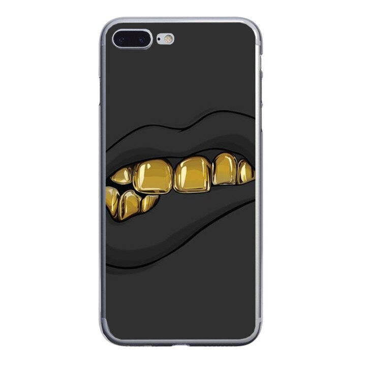 Husa silicon gri iPhone 7 plus Gold Bite