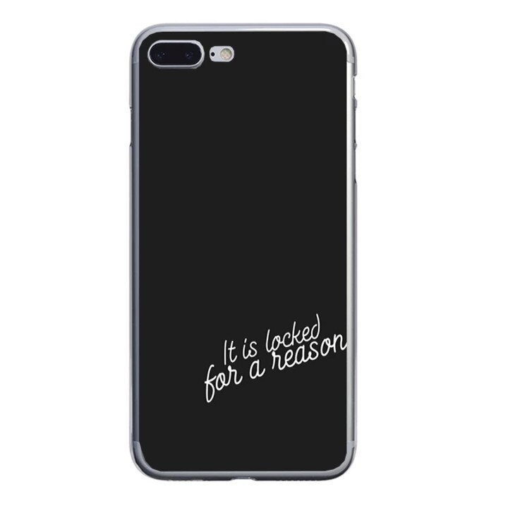 Husa silicon neagra iPhone 8 plus Locked for a reason