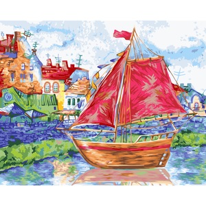 Set Pictura Pe Numere Cu Sasiu Barca Cu Vele 40x50 Cm Emag Ro
