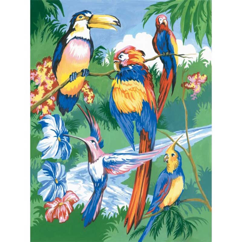 Set pictura pe numere pentu copii, Royal Langnickel, PJS15 – Tropical Birds