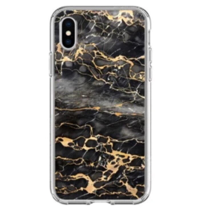Husa silicon gri iPhone XS Gold Marble