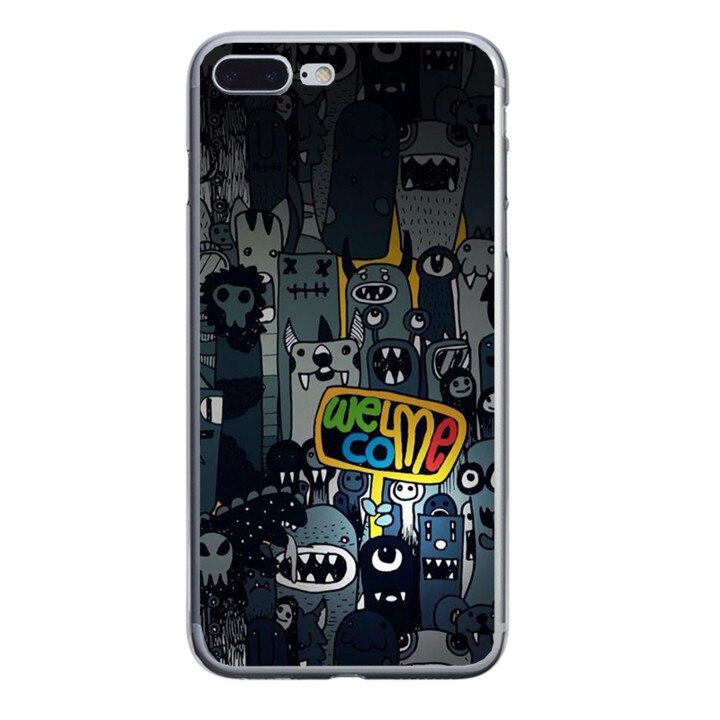 Husa silicon neagra iPhone 7 plus Welcome