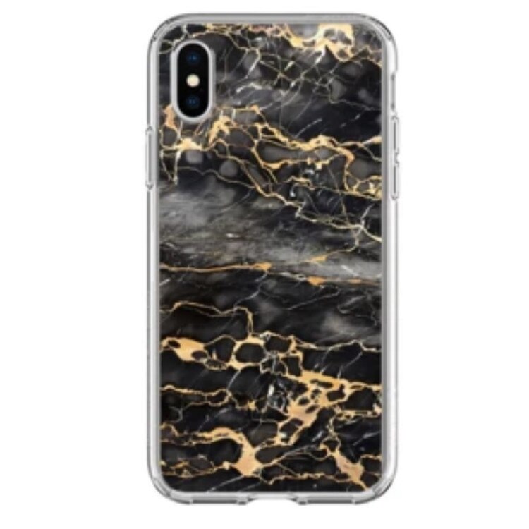 Husa silicon gri iPhone X Gold Marble