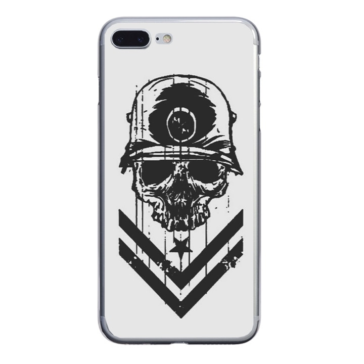 Husa silicon alba iPhone 8 plus Military Skull