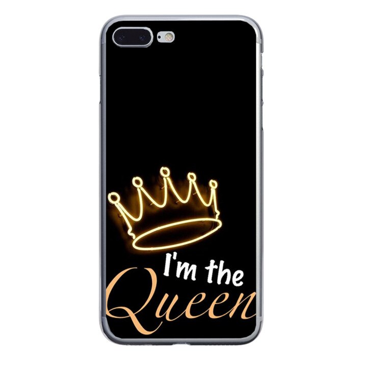 Husa silicon neagra iPhone 7 plus I'm the Queen