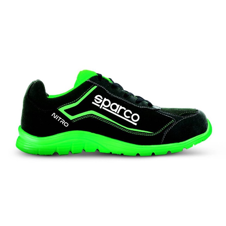Pantofi protectie S3, SPARCO Nitro, verde, talpa anti-perforare, bombeu compozit, microfibra, marimea 37