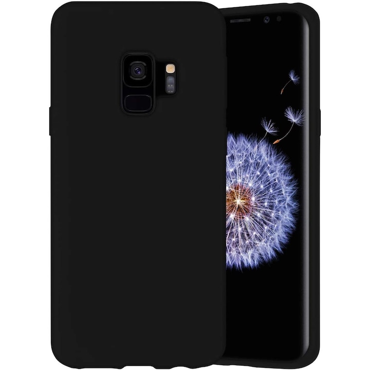 Husa protectie compatibila cu Samsung Galaxy S9, ultra slim, silicon Negru, cu interior de catifea