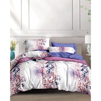 Lenjerie de Pat din Finet Satinat cu 2 Fete, 6 Piese, Pat 2 Persoane, Arta din Plante Lenjerie de Pat din Finet Satinat cu 2 Fete, 6 Piese, Pat 2 Persoane, Arta din Plante