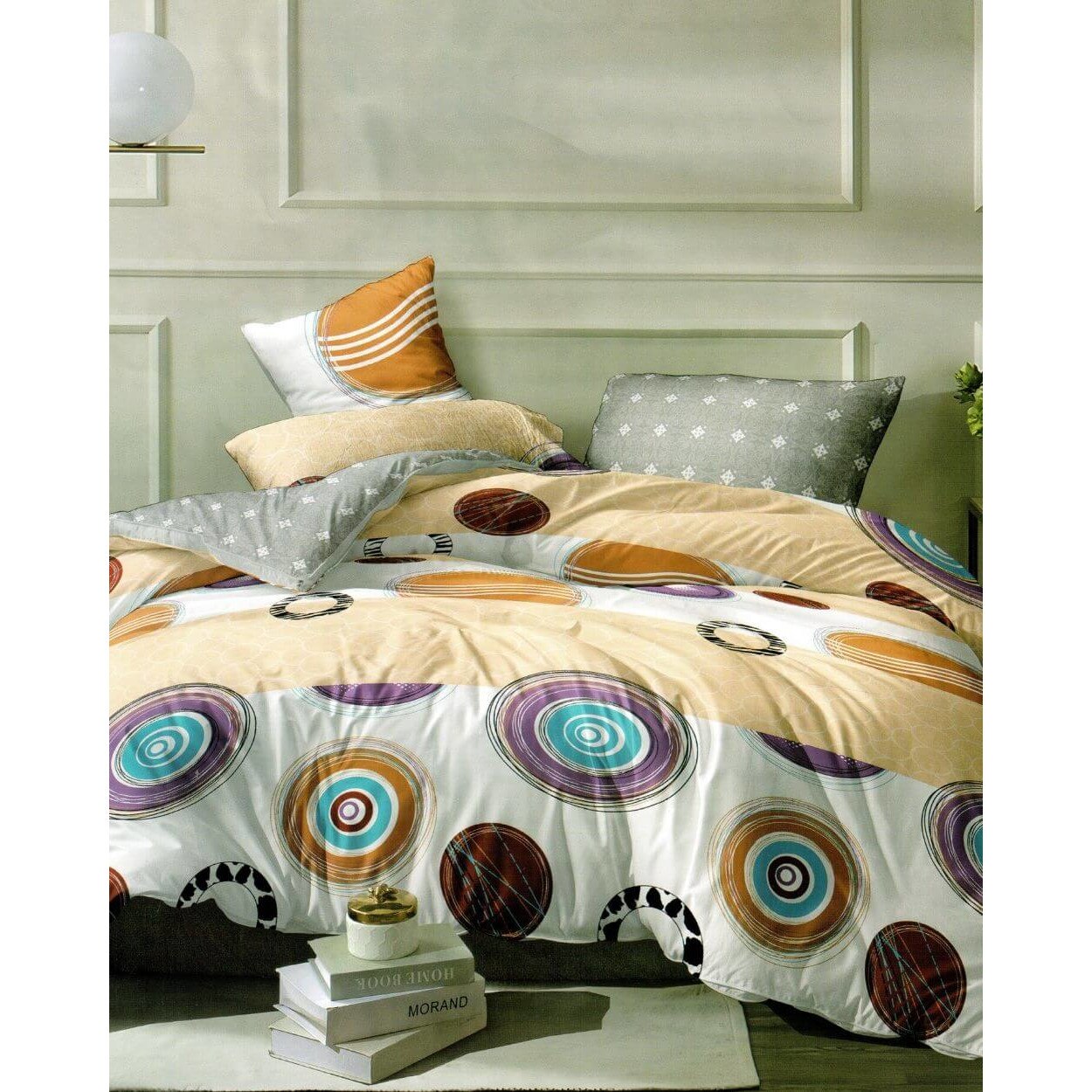 Set Lenjerie Finet Satinat, 6 Piese, Pat 2 Persoane, Swirl