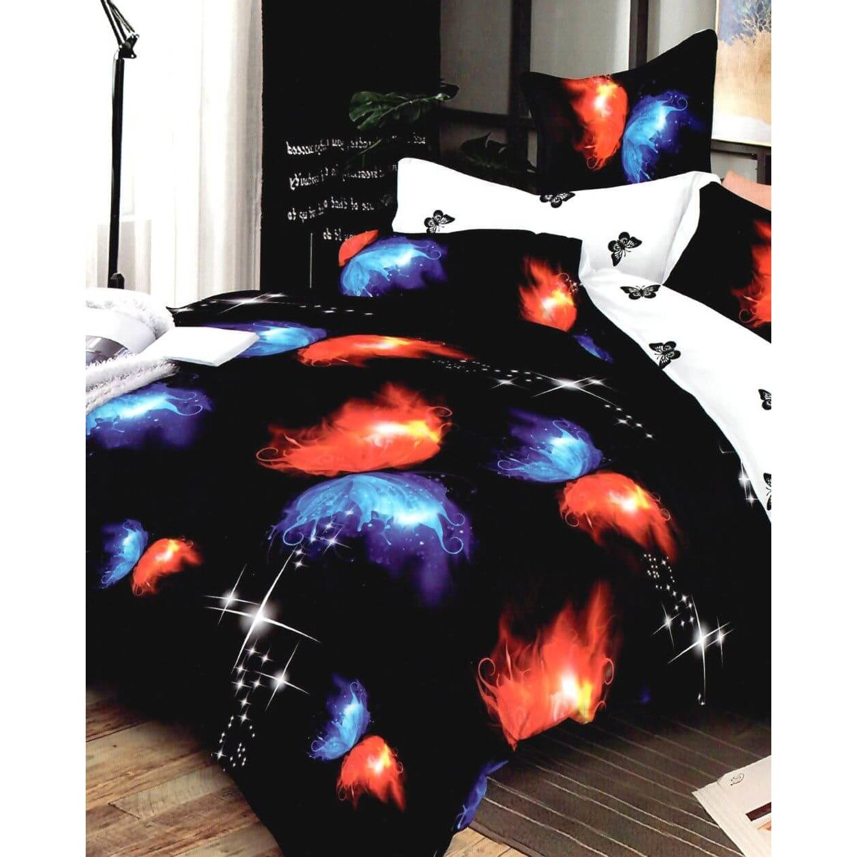 Set Lenjerie Finet Satinat, 6 Piese, Pat 2 Persoane, Elegant Pucioasa, Ice & Fire