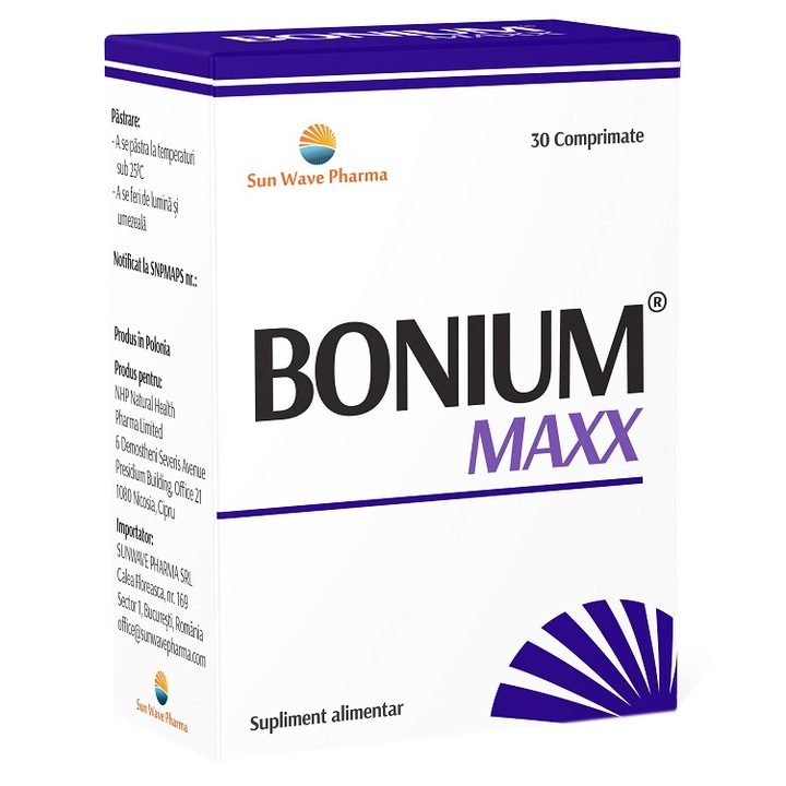 Supliment alimentar Bonium Maxx Sun Wave Pharma, 30 comprimate