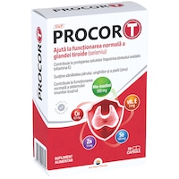 Procor T, Sun Wave Pharma, Seleniu pentru funcționarea normală a glandei tiroide, myo-inozitol, zinc, cupru, vitamina E, 30 capsule