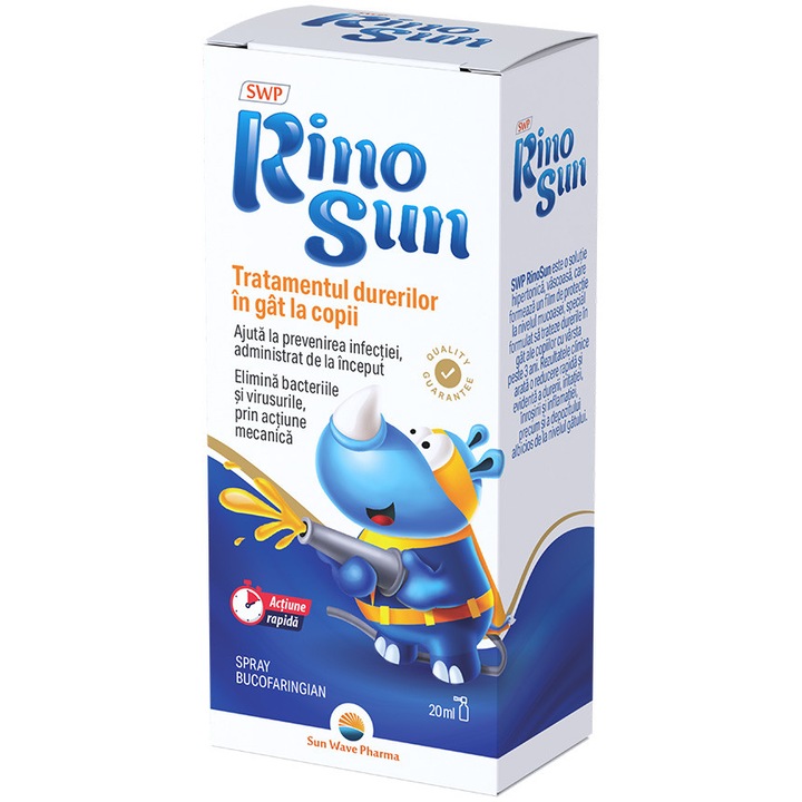 Rinosun Spray, Sun Wave Pharma, tratamentul durerilor in gat, 20 ml