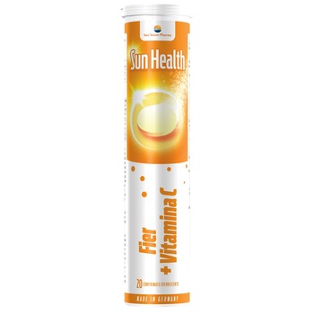 Fier + Vitamina C Sun Health Sun Wave Pharma, 20 comprimate efervescente Fier + Vitamina C Sun Health Sun Wave Pharma, 20 comprimate efervescente