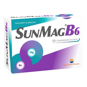 Supliment alimentar Sunmag B6 Sun Wave Pharma, 30 comprimate Supliment alimentar Sunmag B6 Sun Wave Pharma, 30 comprimate
