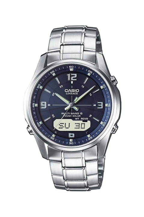 Casio, Цифров аналогов часовник с радио контрол, Сребрист