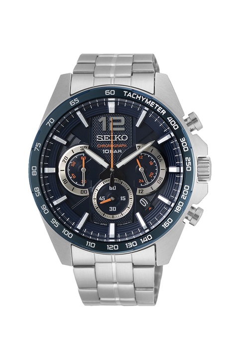 Seiko, Часовник с метална верижка и хронометър, Сребрист