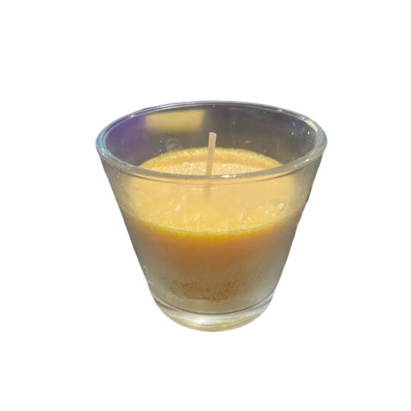 Lumanare Vision, in pahar, culoare galbena, 7x8cm