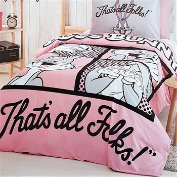 Lenjerie de pat Bugs Bunny Folks, 100% bumbac ranforce, 3 piese Lenjerie de pat Bugs Bunny Folks, 100% bumbac ranforce, 3 piese