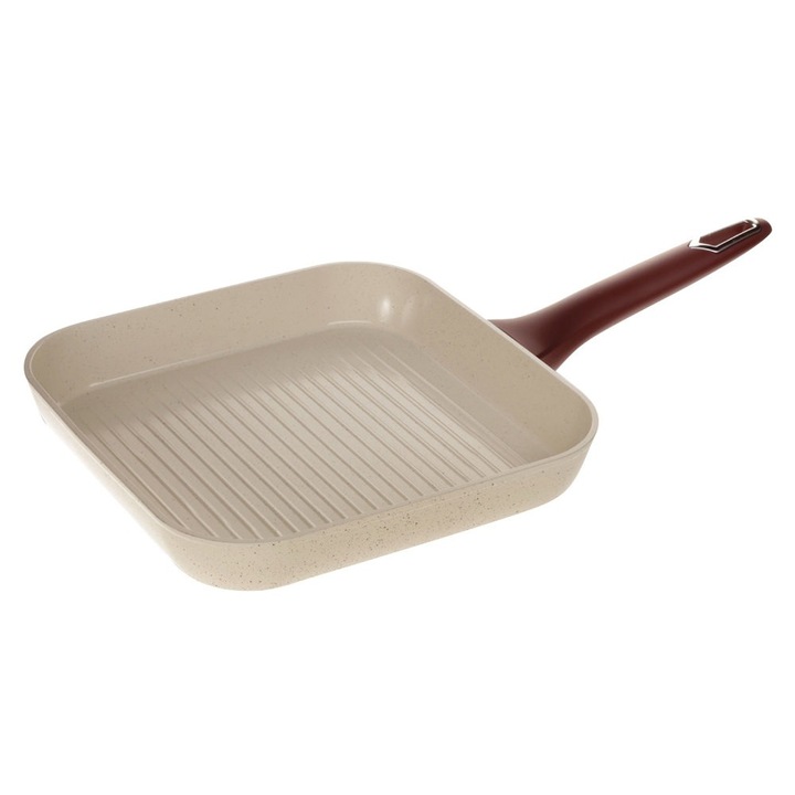 Tigaie grill NAVA Terrestrial, cu invelis ceramic antiaderent, aluminiu, 27 x 27 cm