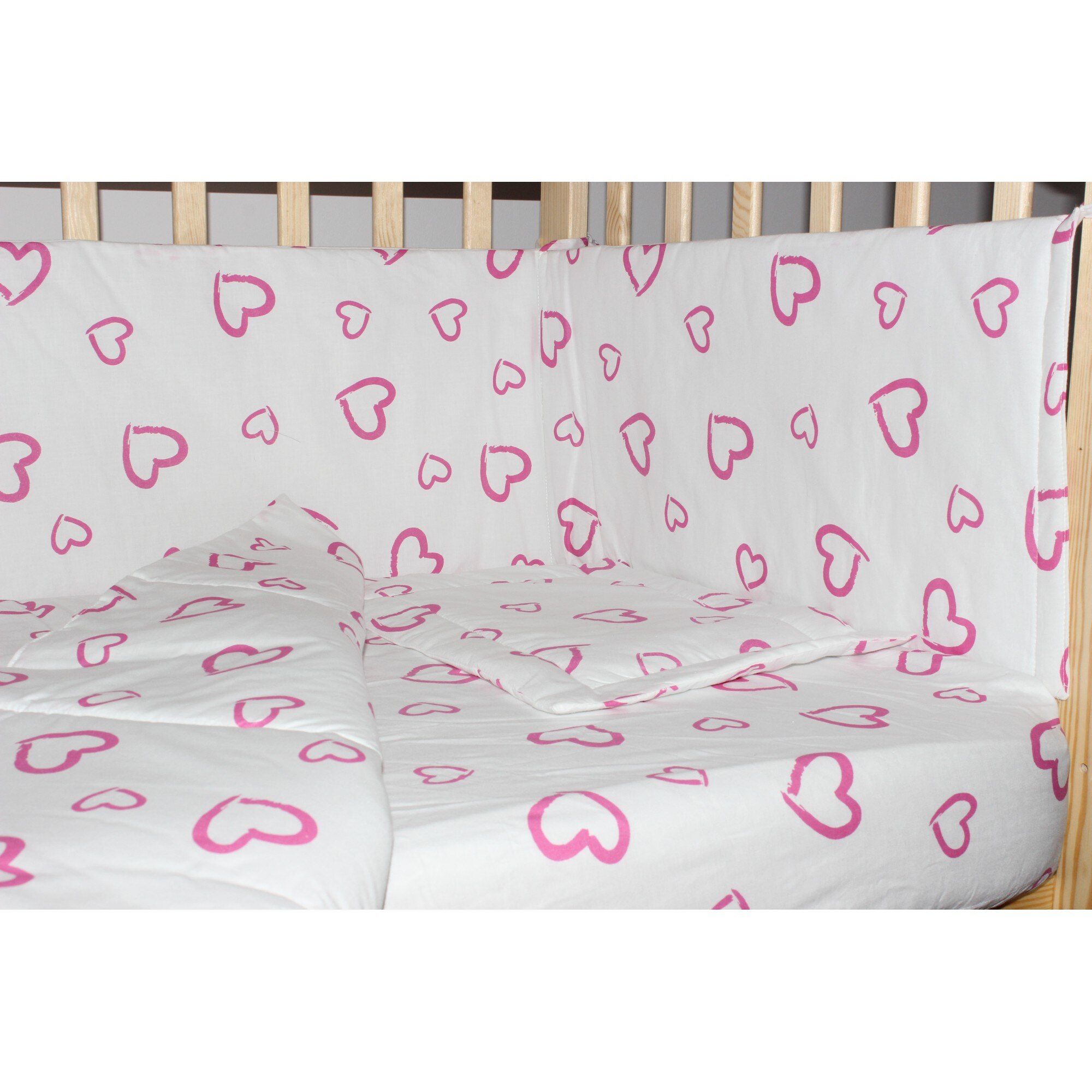 Aparatoare laterala 180 x 30 cm, inimioare roz