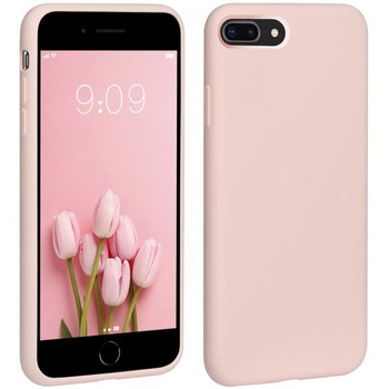 Husa compatibila cu iPhone 7 Plus / iPhone 8 Plus, ultra slim silicon, interior din catifea, Dusty Roz, PlanetPhone Husa compatibila cu iPhone 7 Plus / iPhone 8 Plus, ultra slim silicon, interior din catifea, Dusty Roz, PlanetPhone