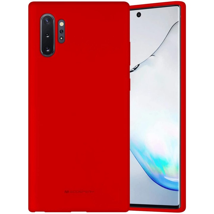 Калъф PlanetPhone, Съвместим със Samsung Galaxy Note 10 Plus, Ултра тънък, Силикон, Червен