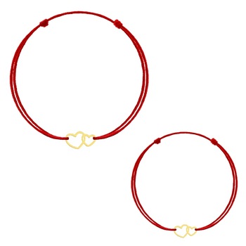 Set Doua Bratari Kabbalah - Mama&Copil cu pandantiv din Aur-8K - Double Heart Set Doua Bratari Kabbalah - Mama&Copil cu pandantiv din Aur-8K - Double Heart